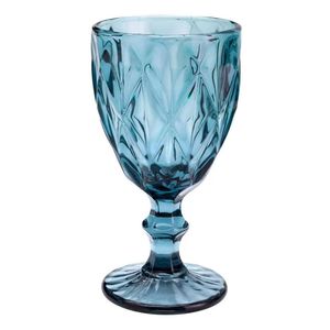 Taça De Vidro Diamond Diamante Azul 300ml Água Class Home