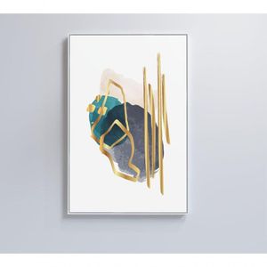 Quadro Abstrato Linhas Douradas 40x60 Cm Vidro Impresso