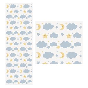 Papel De Parede Adesivo Nuvem Azul 1,5 Metros O Rolo Np366