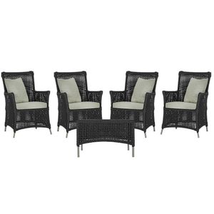 4 Poltronas E 1 Mesa Igapó Alumínio Fendi Corda Náutica E3 Preto