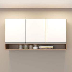Armário Aéreo 3 Portas 120x60cm Sabrina Mdp Menu Móveis Branco Avelã