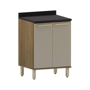 Balcão De Cozinha Com Tampo 60cm 2 Portas Isis Luciane Móvei Avelã-mocca Laca