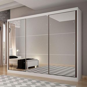 Guarda Roupa Palermo 3 Portas 6 Gavetas Com Espelho Clic Móveis Branco