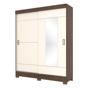 Guarda Roupa Solteiro B66 Castanho Off White - Briz Móveis