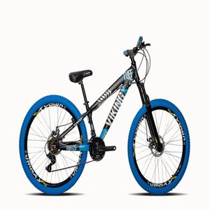 Bicicleta Viking Aro 26 Preto Azul Câmbios Shimanos Com Pneu Azul