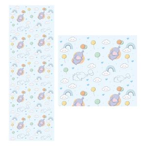 Papel De Parede Adesivo Elefante Azul 1,5 Metros O Rolo Np377