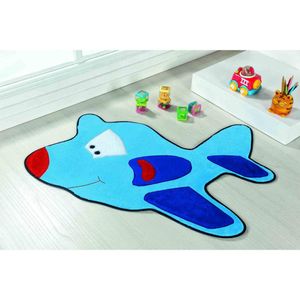 Tapete Premium Baby Avião 98cm x 68cm Azul Turquesa