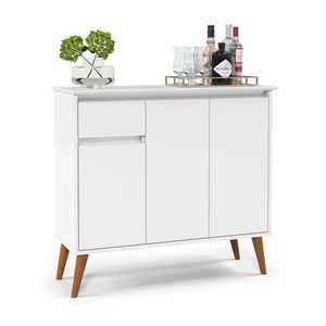 Aparador Buffet Veneza 3 Portas 1 Gaveta 93cm Ej Móveis Branco