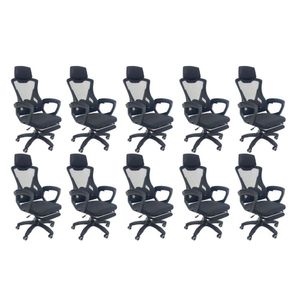 Kit 10 Cadeiras de Escritório Presidente Executiva Oficial Supreme Preto
