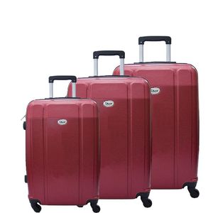 Conjunto de Mala de Viagem Abs Ika Continental Cadeado Rodas Giro 360 3 Peças - Vermelha, P/m/g