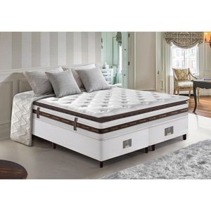 Cama Box Queen Colchão + Box 158x198 Molas Ensacadas Cama Inbox Relax Pillow