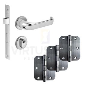 Kit Fechadura Externa Duna Imab + 3 Dobradiças C/red De Inox 3 X 2 ½