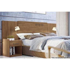 Painel Cama Box Madeirado Cor Jatoba Casal-queen Havana Plus 2 Mesas C- 2 Gavetas Jatoba - Santos Andirá