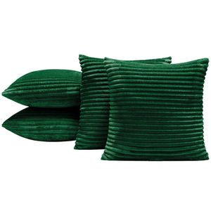 Kit 4 Capas De Almofada Napoli 45X45 Manta Canelada - Verde Esmeralda