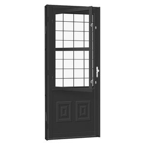 Porta De Aço Postigo Quadriculado Tradição 83x215 R120 Abertura Direita