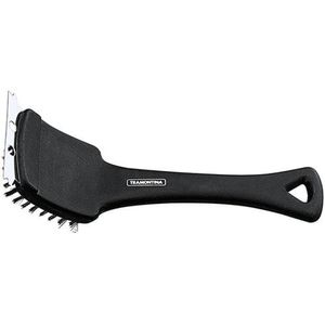 Escova Tramontina Churrasco Com Cerdas Em Aço Inox E Cabo De Polipropileno Preto 21,6 Cm