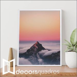 Quadro Montanha Nas Nuvens 80x120 Cm Adesivo Fotográfico