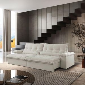 Sofá Vega 02 Módulos De 120cm Br 25cm Meu Sofá Online A302 Linho Branco