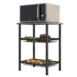 Fruteira C/ Tampo Granito 2 Cestos Aço Carbono Carol Cromo Preto