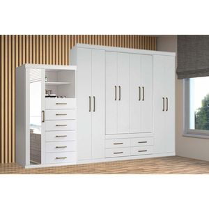 Guarda Roupa 2 Peças (1guardaroupa+1cômoda) Qc124 Branco - Santos Andirá