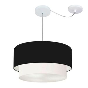 Pendente Cilíndrico Com Desvio Preto E Branco Mj-4360
