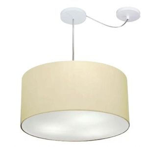 Lustre Cilíndrico Desvio Md-4261 50x30cm Bivolt Algodão Crú