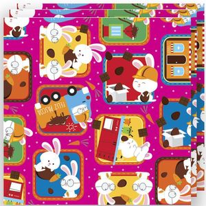 Embalagem Para Ovo De Páscoa Fábrica Coelhos Pink 69cm X 89cm - 3 Un