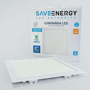 Luminária Plafon Led Embutir 25w 5700k Branco Saveenergy