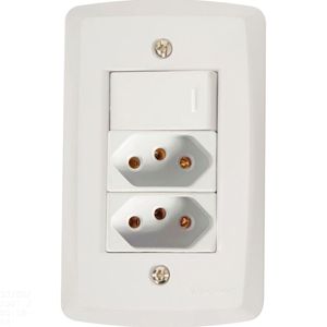 Conjunto 4x2 Com 1 Interruptor Simples 10 A 250 V E 2 Tomadas 2p+t 10 A 250 V Lux2 Branco