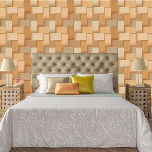 Papel De Parede Adesivo Bloco 3D De Madeira Lavável 1,5 Metros