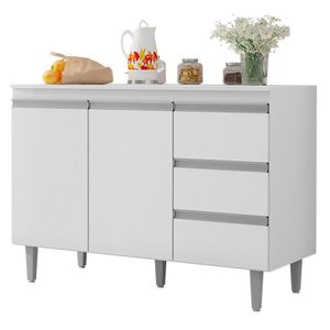 Balcão Pia Andréia 120cm Branco Com Tampo Mdp - Ajl Móveis Branco
