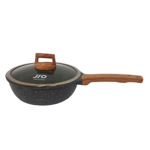 Frigideira Wok De Pó De Mármore Com Tampa Cazaro 24 Cm