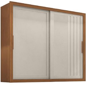 Guarda Roupas Casal Ripado 2 Portas De Correr 4 Gavetas Trianon Zanzini Areia/madeirado