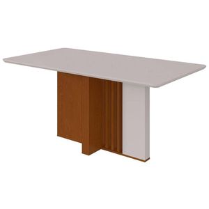 Mesa Para Cozinha Astrid C-tampo Madeirado Vidro Curvo 170x90cm Frassino-off White - Lopas