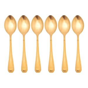 Jogo 6 Colheres Dourada De Mesa Sopa Jantar Victoria Gold Inox Fratelli