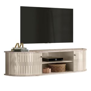 Rack Bancada Suspenso Modena Calacata/off White Para Tv Até 60” - Madetec