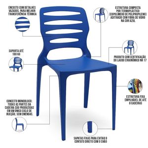 Cadeira Para Cozinha Área Gourmet Jardim Empilhável Larsen P03 Azul - Lyam Decor