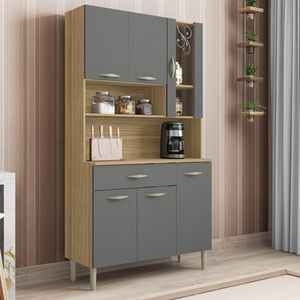 Armário De Cozinha Compacta 6 Portas 1 Gaveta Golden Freijó-gris