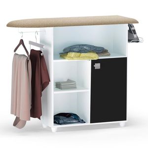 Tábua De Passar Roupa Mariana Com Balcão 1 Porta Branco-preto - Ajl Móveis Branco-preto