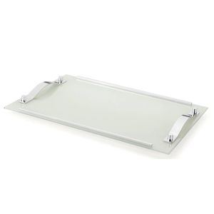 Bandeja Decorativa Vidro Branco 25x40 Cm Aparador Bar Bebida