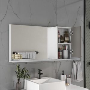 Espelheira 80cm Branco Cinza
