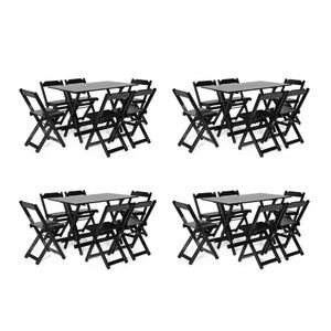 Kit 4 Conjuntos Dobráveis 120 X 70 Com 6 Cadeiras Preto - M.b Móveis