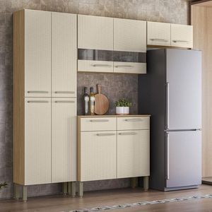 Armário De Cozinha Completa Mdf 10 Portas 2 Gavetas Nala Plus Freijó-soft