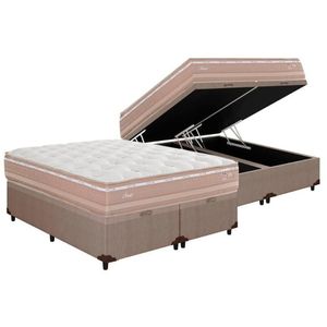 Cama Box Baú Queen: Colchão Molas Masterpocket Ensacadas Herval Maxspring Nesser + Base Crc Courano Clean (158x198)