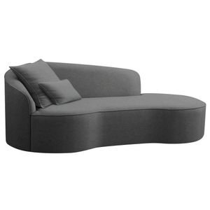 Divã Recamier Curvo Sala De Estar Recepção Inglaterra 180cm Lado Direito Linho Adj Decor Cinza