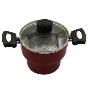 Cuscuzeiro Enjoy Antiaderente 14cm Com Tampa De Vidro - Vermelho
