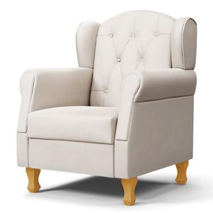 Poltrona de Amamentação com Pés de Madeira Lucy P04 Suede Bege - Mpozenato