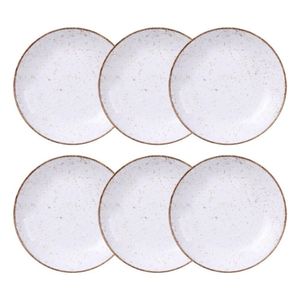 Jogo De Pratos Fundo 6 Peças Rústico 22 Cm Porcelana Decorada Tramontina