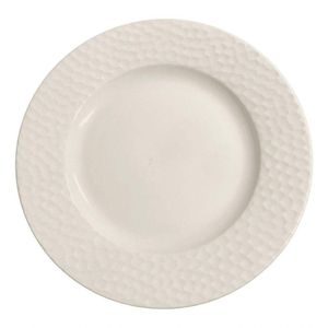 Prato Porcelana Raso 27cm Branco Martelado Schmidt