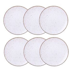 Jogo De Pratos Rasos Grande Rústico 6 Peças 28cm Porcelana Decorada Tramontina